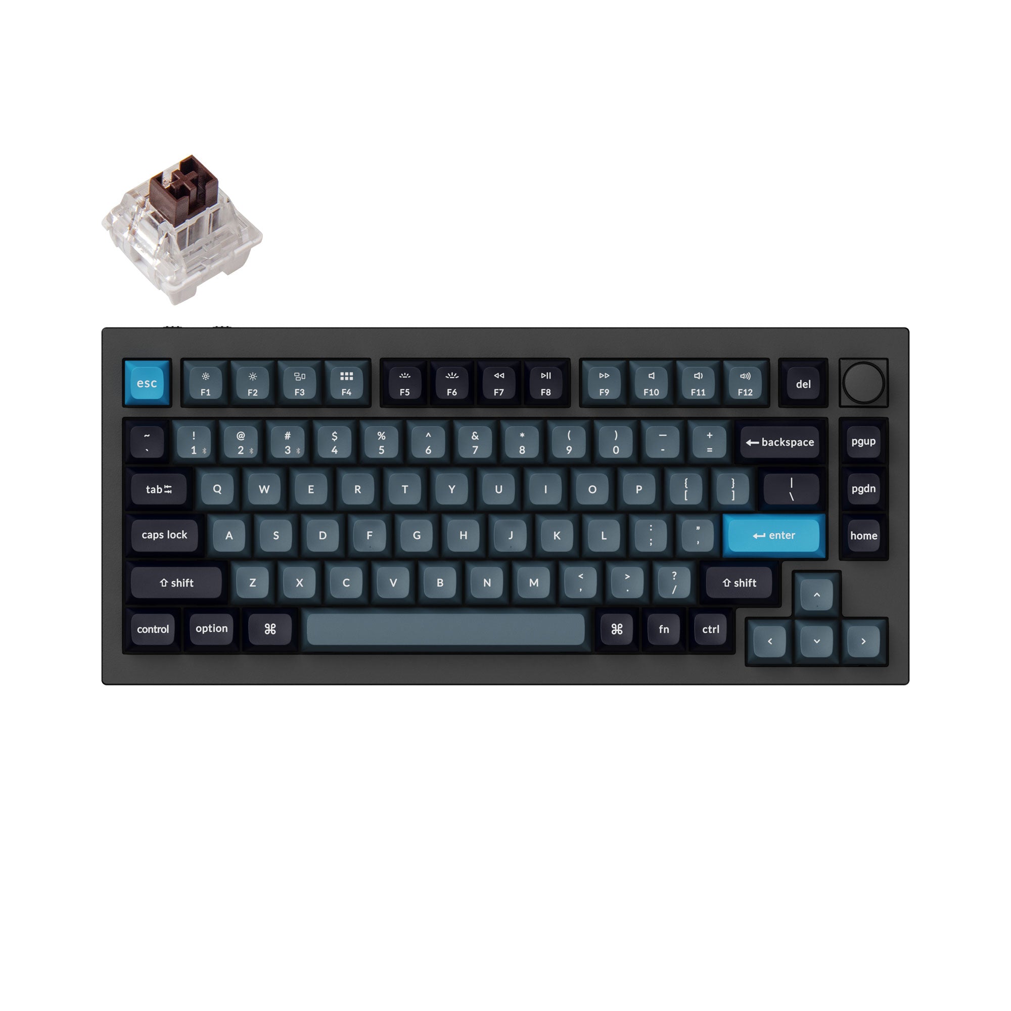 Keychron　Q1 QMK Custom Mechanical Keyboard ノブバージョン Q1-O1-US 赤軸　ネイビーブルー Keychron Q1 QMK Custom Mechanical Keyboard ノブバージョン Q1