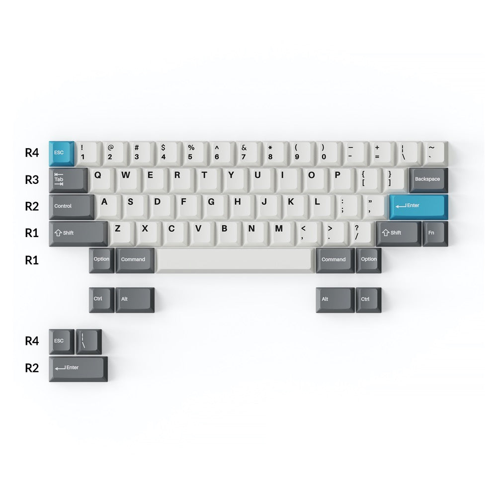 Keychron Cherryプロファイル Double Shot PBTフルセット・キーキャップ(Grey, White, and Blue)