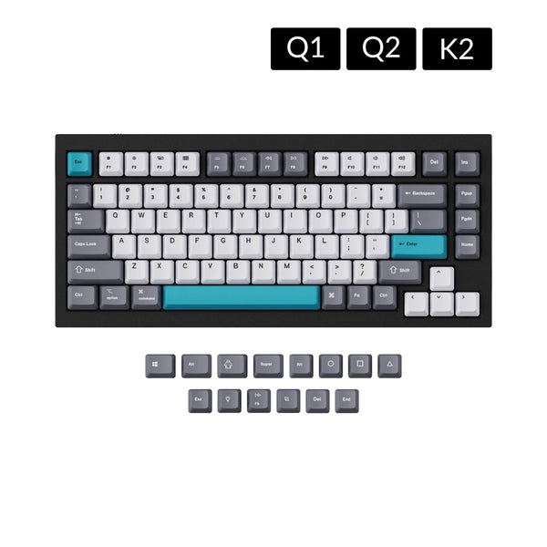 Keychron OEM Dye-Sub PBTキーキャップセット(Grey White Blue